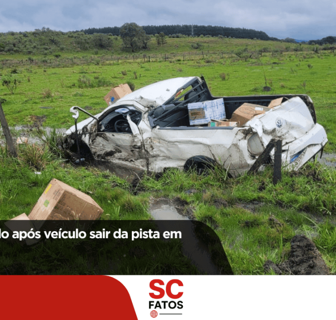Homem fica ferido após veículo sair da pista em Painel