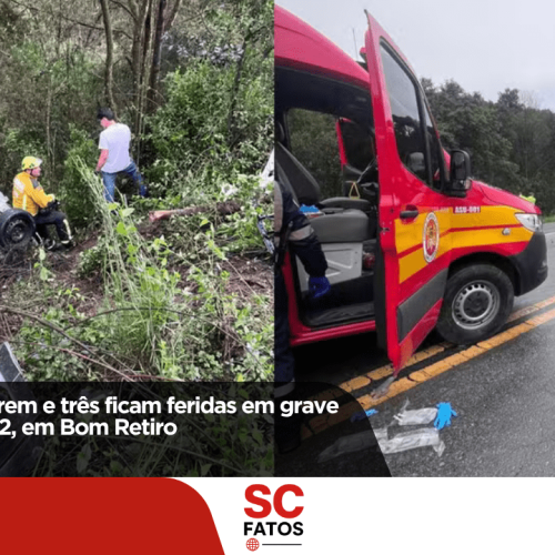 Duas pessoas morrem e três ficam feridas em grave acidente na BR-282, em Bom Retiro