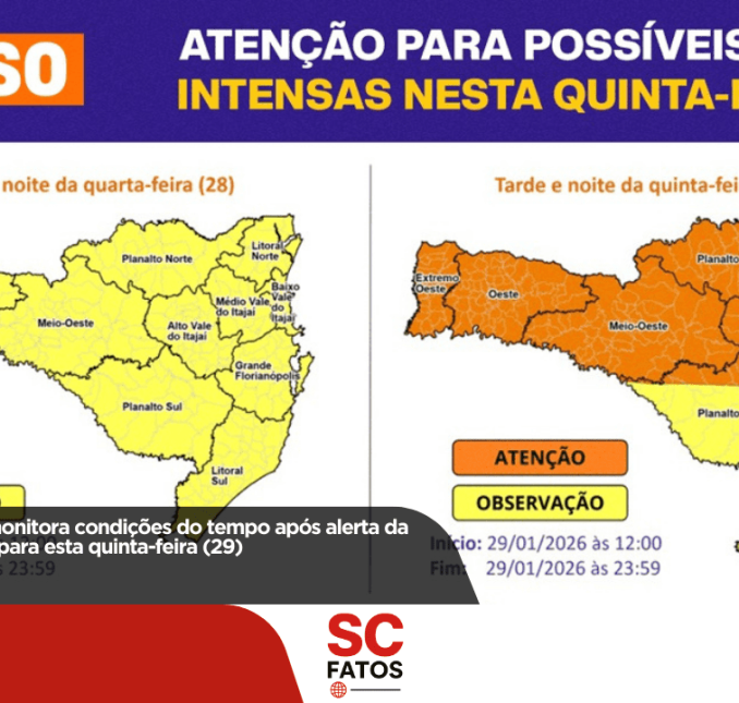Prefeitura de Lages monitora condições do tempo após alerta da Defesa Civil Estadual para esta quinta-feira (29)
