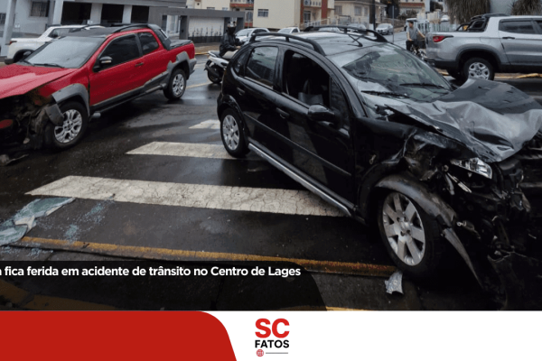 Idosa fica ferida em acidente de trânsito no Centro de Lages