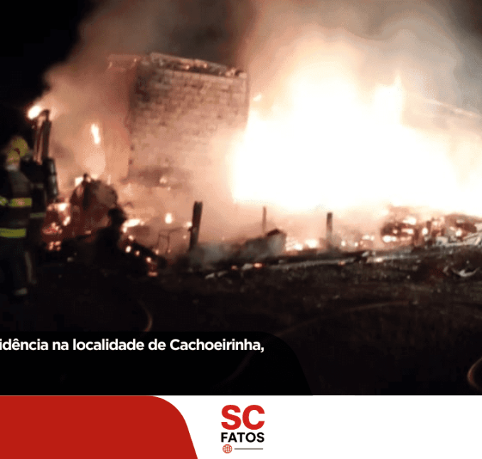 Incêndio destrói residência na localidade de Cachoeirinha, em Lages