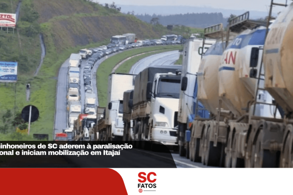 Caminhoneiros de SC aderem à paralisação nacional e iniciam mobilização em Itajaí
