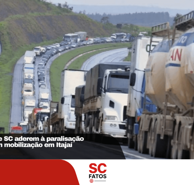 Caminhoneiros de SC aderem à paralisação nacional e iniciam mobilização em Itajaí