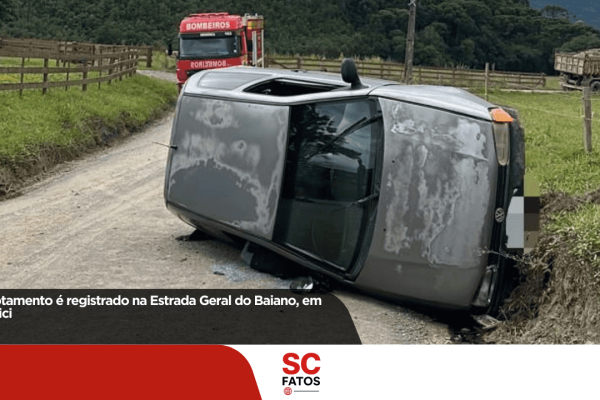 Capotamento é registrado na Estrada Geral do Baiano, em Urubici