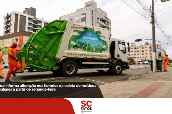 Semasa informa alteração nos horários da coleta de resíduos domiciliares a partir de segunda-feira
