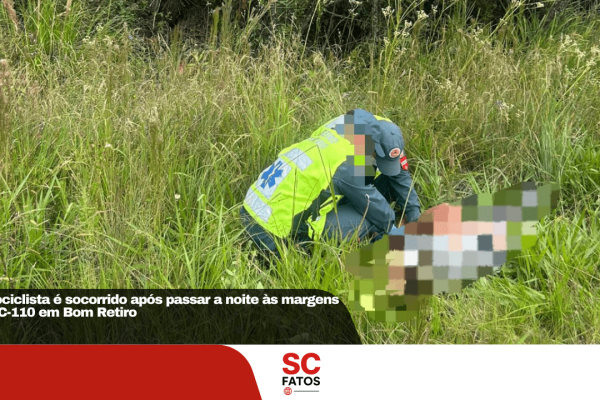 Motociclista é socorrido após passar a noite às margens da SC-110 em Bom Retiro