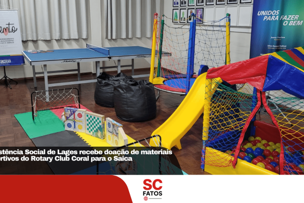 Assistência Social de Lages recebe doação de materiais esportivos do Rotary Club Coral para o Saica