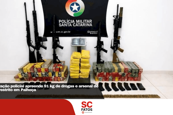 Bope apreende grande quantidade de drogas e fuzis de alto poder de fogo em Palhoça