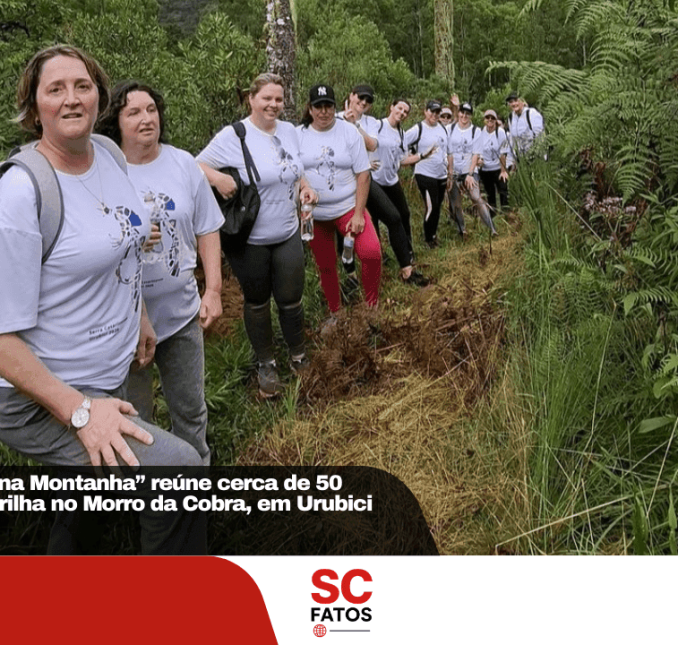 Evento “Mulheres na Montanha” reúne cerca de 50 participantes em trilha no Morro da Cobra, em Urubici