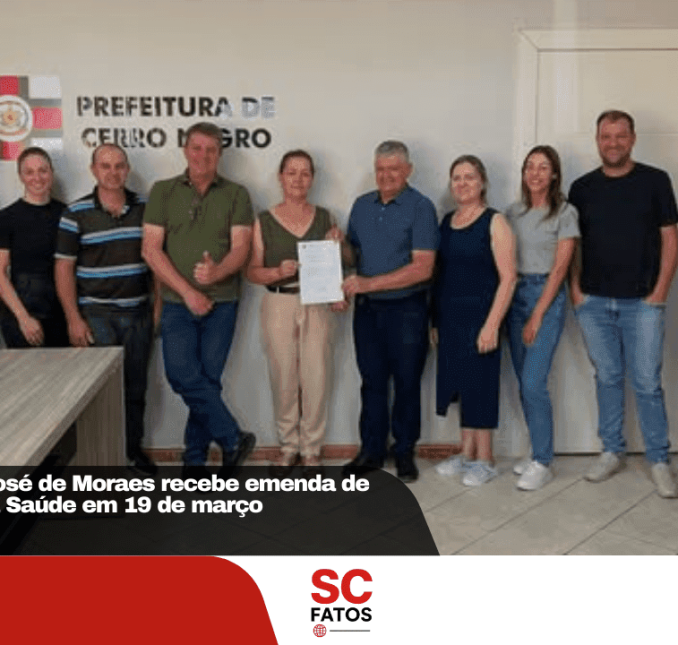 Prefeito Adelar José de Moraes recebe emenda de R$ 200 mil para a Saúde em 19 de março