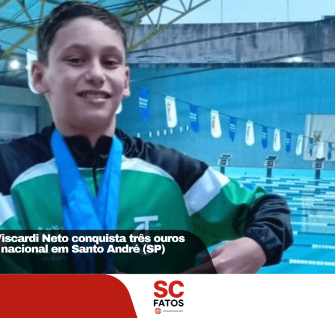 Nadador Miguel Viscardi Neto conquista três ouros e quebra recorde nacional em Santo André (SP)