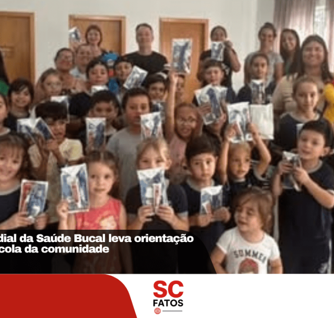 Ação do Dia Mundial da Saúde Bucal leva orientação a crianças em escola da comunidade