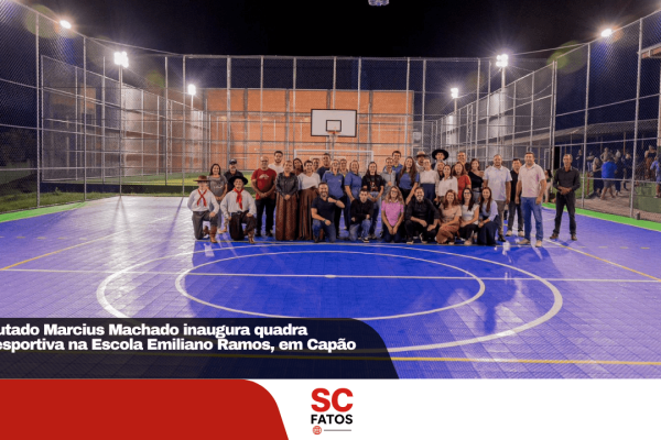 Deputado Marcius Machado inaugura quadra poliesportiva na Escola Emiliano Ramos, em Capão Alto