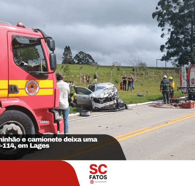 Colisão entre caminhão e camionete deixa uma vítima fatal na SC-114, em Lages