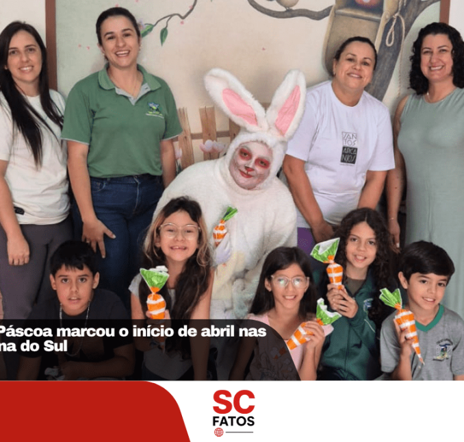 Coelhinho da Páscoa leva alegria aos estudantes de Bocaina do Sul