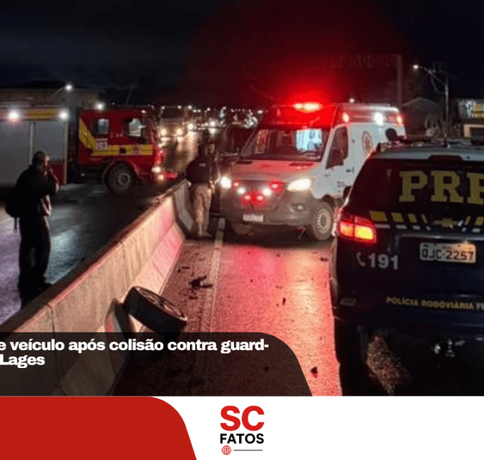 Jovem é ejetado de veículo após colisão contra guard-rail na BR-282, em Lages