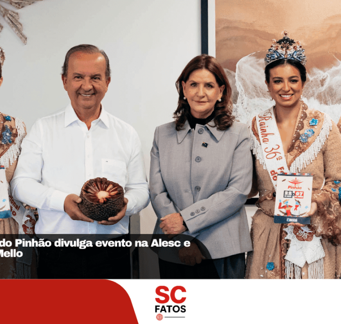 Comitiva da 36ª Festa Nacional do Pinhão divulga evento na Alesc e entrega convite oficial ao governador Jorginho Mello