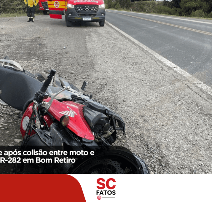 Motociclista morre após colisão entre moto e caminhonete na BR-282 em Bom Retiro
