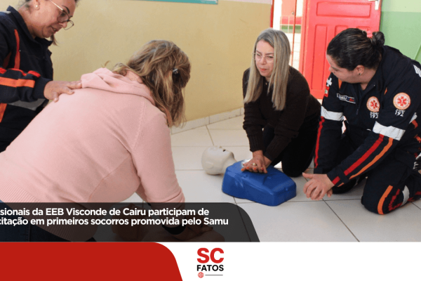 Profissionais da EEB Visconde de Cairu participam de capacitação em primeiros socorros promovida pelo Samu