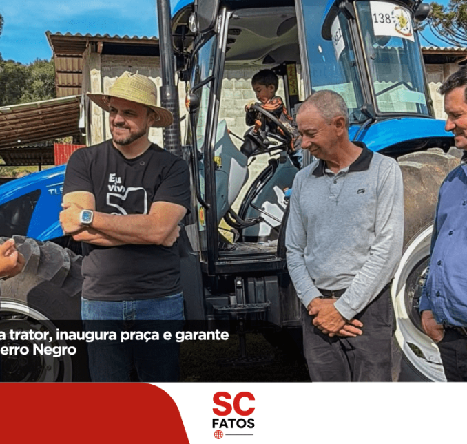 Lucas Neves entrega trator, inaugura praça e garante pavimentação em Cerro Negro