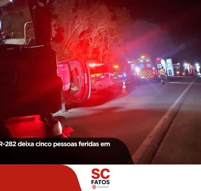 Colisão frontal na BR-282 deixa cinco pessoas feridas em Lages