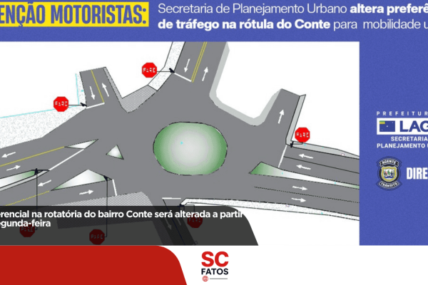 Preferencial na rotatória do bairro Conte será alterada a partir de segunda-feira