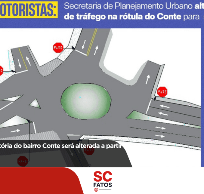 Preferencial na rotatória do bairro Conte será alterada a partir de segunda-feira