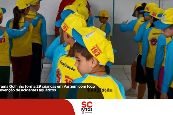 Programa Golfinho forma 29 crianças em Vargem com foco na prevenção de acidentes aquáticos