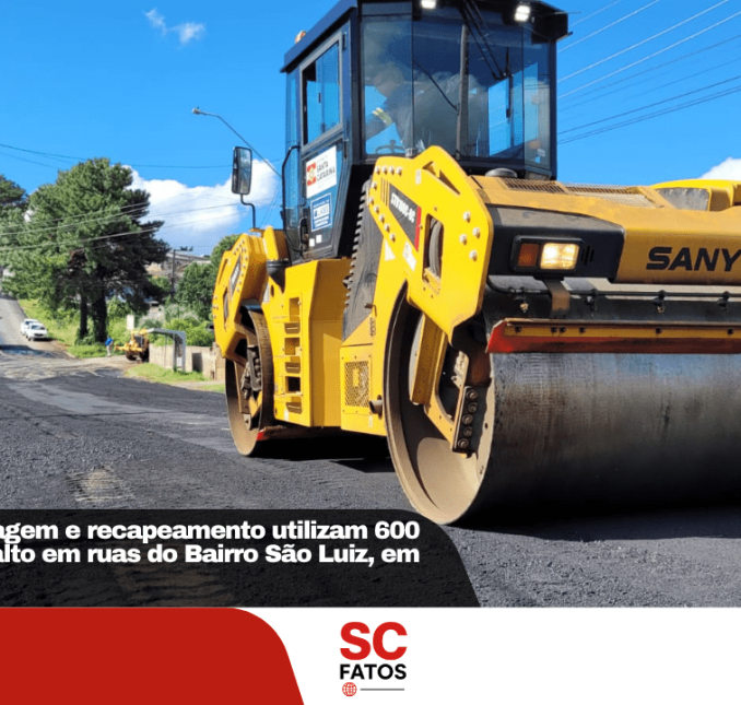 Obras de reperfilagem e recapeamento utilizam 600 toneladas de asfalto em ruas do Bairro São Luiz, em Lages