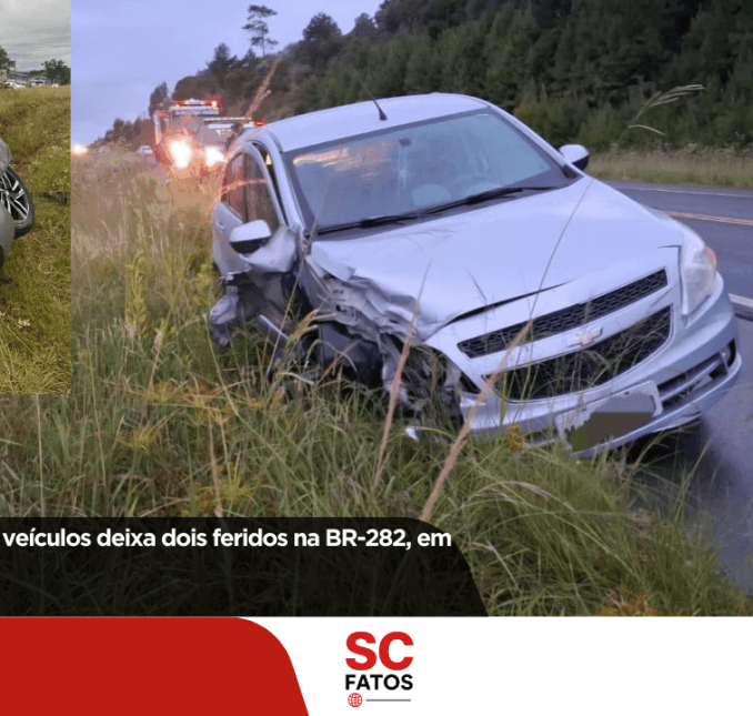 Acidente entre dois veículos deixa dois feridos na BR-282, em Lages