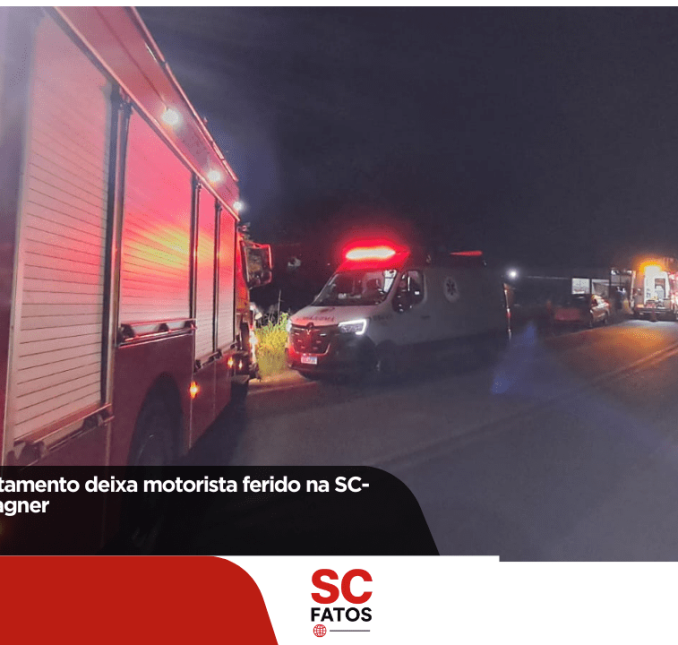 Acidente com capotamento deixa motorista ferido na SC-350, em Alfredo Wagner