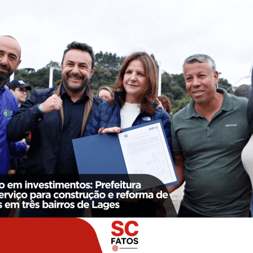 Mais de R$ 1 milhão em investimentos: Prefeitura assina ordens de serviço para construção e reforma de quadras esportivas em três bairros de Lages