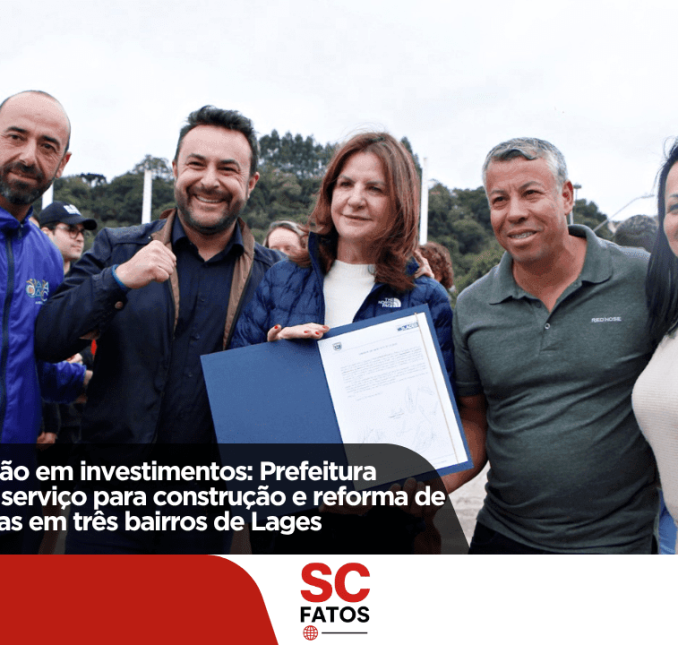 Mais de R$ 1 milhão em investimentos: Prefeitura assina ordens de serviço para construção e reforma de quadras esportivas em três bairros de Lages