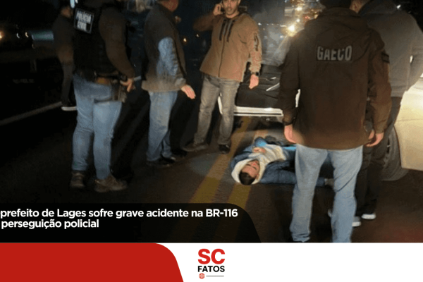 Vice-prefeito de Lages sofre grave acidente na BR-116 após perseguição policial