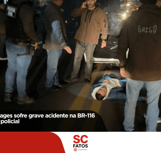Vice-prefeito de Lages sofre grave acidente na BR-116 após perseguição policial