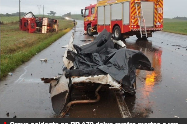 Grave acidente na BR-470 em Campos Novos deixa quatro mortos e um ferido grave