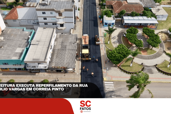 PREFEITURA EXECUTA REPERFILAMENTO DA RUA GETÚLIO VARGAS EM CORREIA PINTO