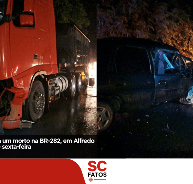 Colisão frontal deixa um morto na BR-282, em Alfredo Wagner, na noite de sexta-feira