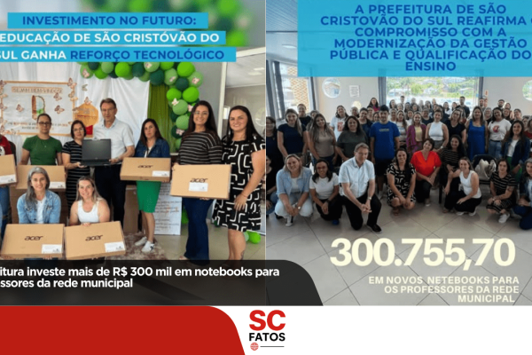 Prefeitura investe mais de R$ 300 mil em notebooks para professores da rede municipal