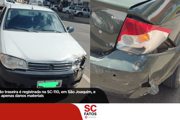 Colisão traseira é registrada na SC-110, em São Joaquim, e deixa apenas danos materiais