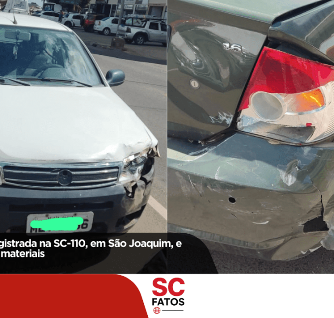 Colisão traseira é registrada na SC-110, em São Joaquim, e deixa apenas danos materiais