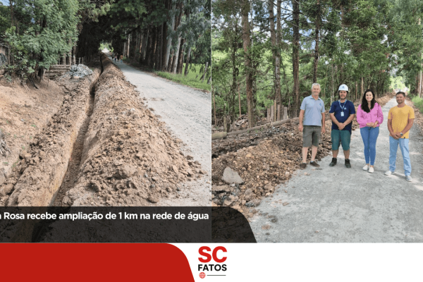 Ampliação da rede de água na localidade de Santa Rosa avança com 1 km de extensão em Bocaina do Sul Prefeita em exercício e vereador acompanharam o andamento da obra nesta quarta-feira