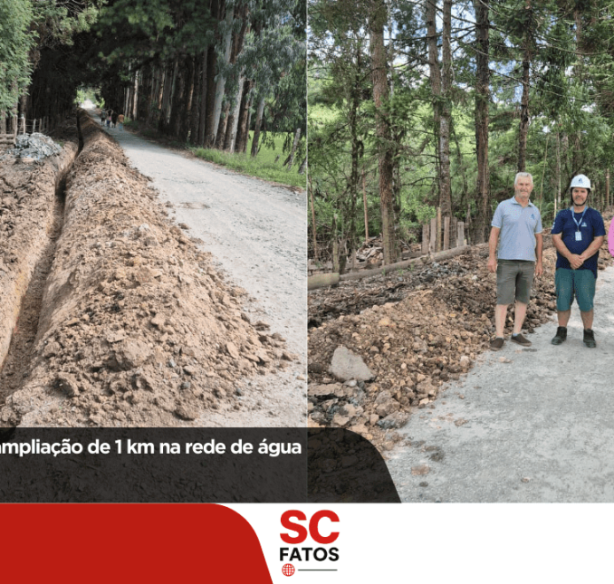 Ampliação da rede de água na localidade de Santa Rosa avança com 1 km de extensão em Bocaina do Sul Prefeita em exercício e vereador acompanharam o andamento da obra nesta quarta-feira