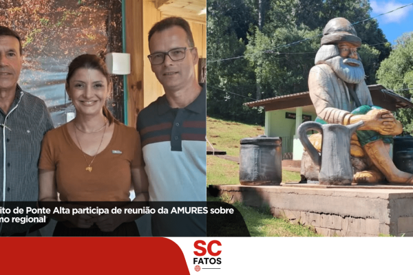 Prefeito de Ponte Alta participa de reunião da AMURES sobre turismo regional Encontro foi realizado em São José do Cerrito com presença da Secretaria de Estado do Turismo
