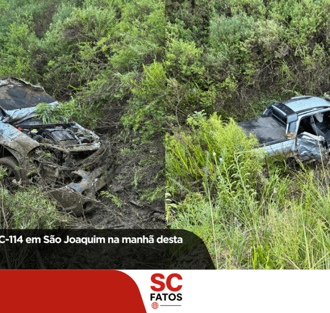 Veículo capota na SC-114 em São Joaquim na manhã desta quinta-feira (12)Acidente ocorreu às 6h42min no bairro São José e deixou uma mulher ferida