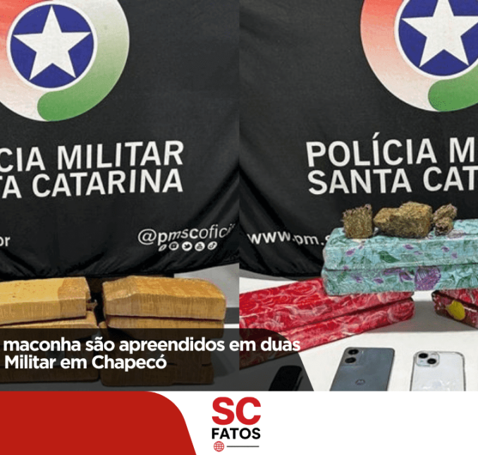 Mais de 11 kg de maconha são apreendidos em duas ações da Polícia Militar em Chapecó