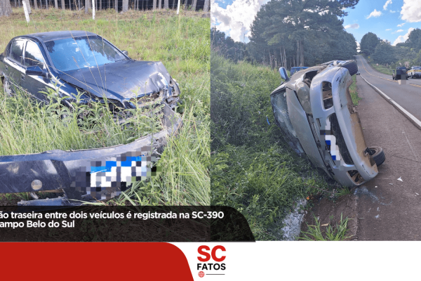 Colisão traseira entre dois veículos é registrada na SC-390 em Campo Belo do Sul