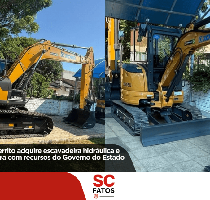 São José do Cerrito adquire escavadeira hidráulica e mini escavadeira com recursos do Governo do Estado
