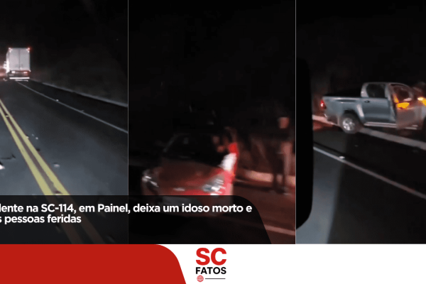 Acidente na SC-114, em Painel, deixa um idoso morto e duas pessoas feridas