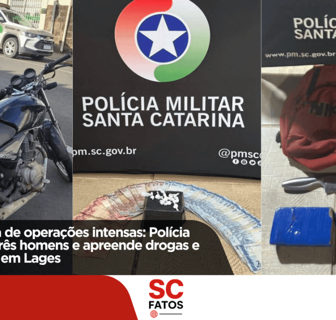 Fim de semana de operações intensas: Polícia Militar prende três homens e apreende drogas e veículo furtado em Lages